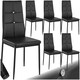 image 1 of Dining Chair Set - high backrest, slim steel legs & rhinestone highlights - Set of 6 Black