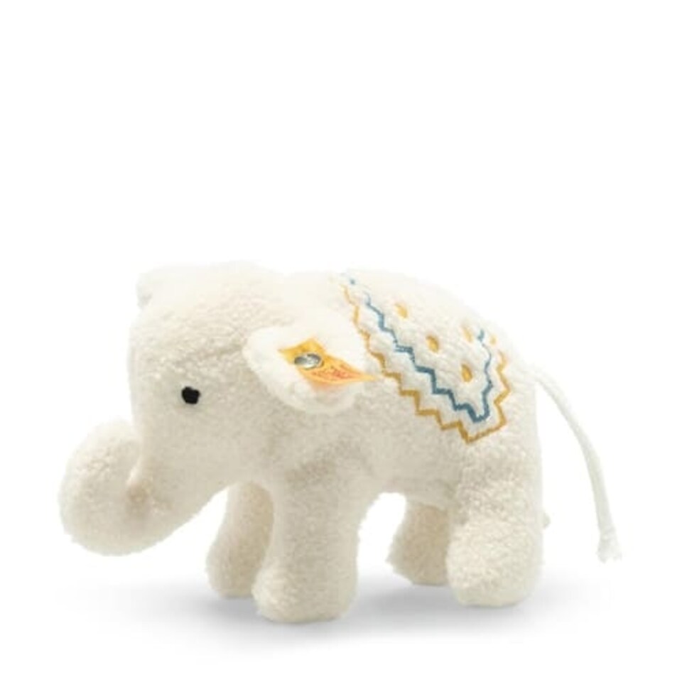 Little Elephant With Rattle, Cream