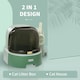 image 2 of PawHut 2 In 1 Cat Litter Tray w/ Drawer Pans, Scoop, Openable Cover - Green