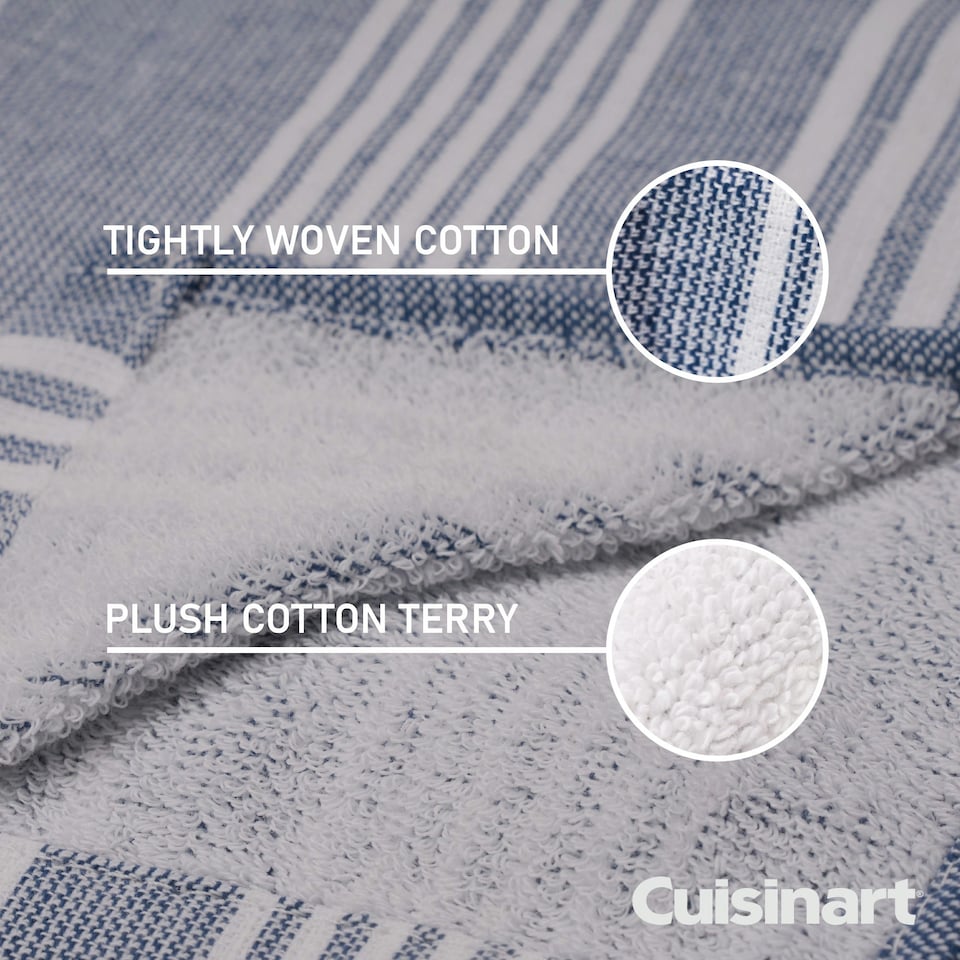 image 1 of Cuisinart Fouta Tea Towels, 2 Piece Set, Blue Stripes