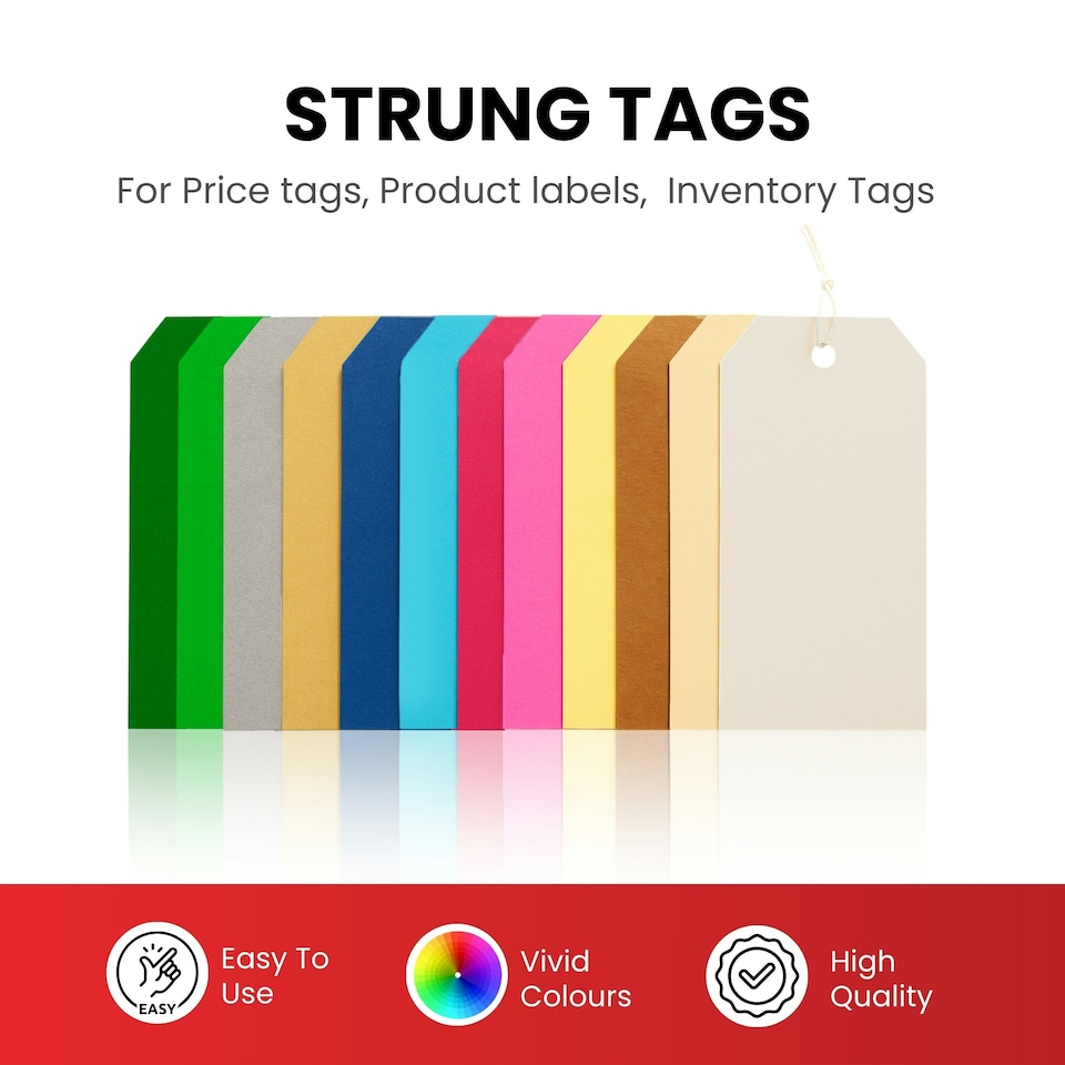 image 1 of Pack of 6 Assorted Metallic Coloured Strung Tags 60 x 120mm