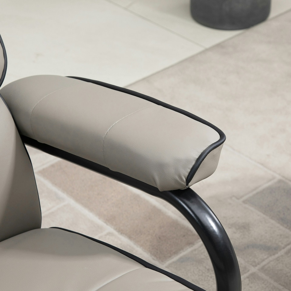 image 1 of HOMCOM Faux Leather Recliner Chair w/ Ottoman Swivel Lounge Seat w/ Footstool