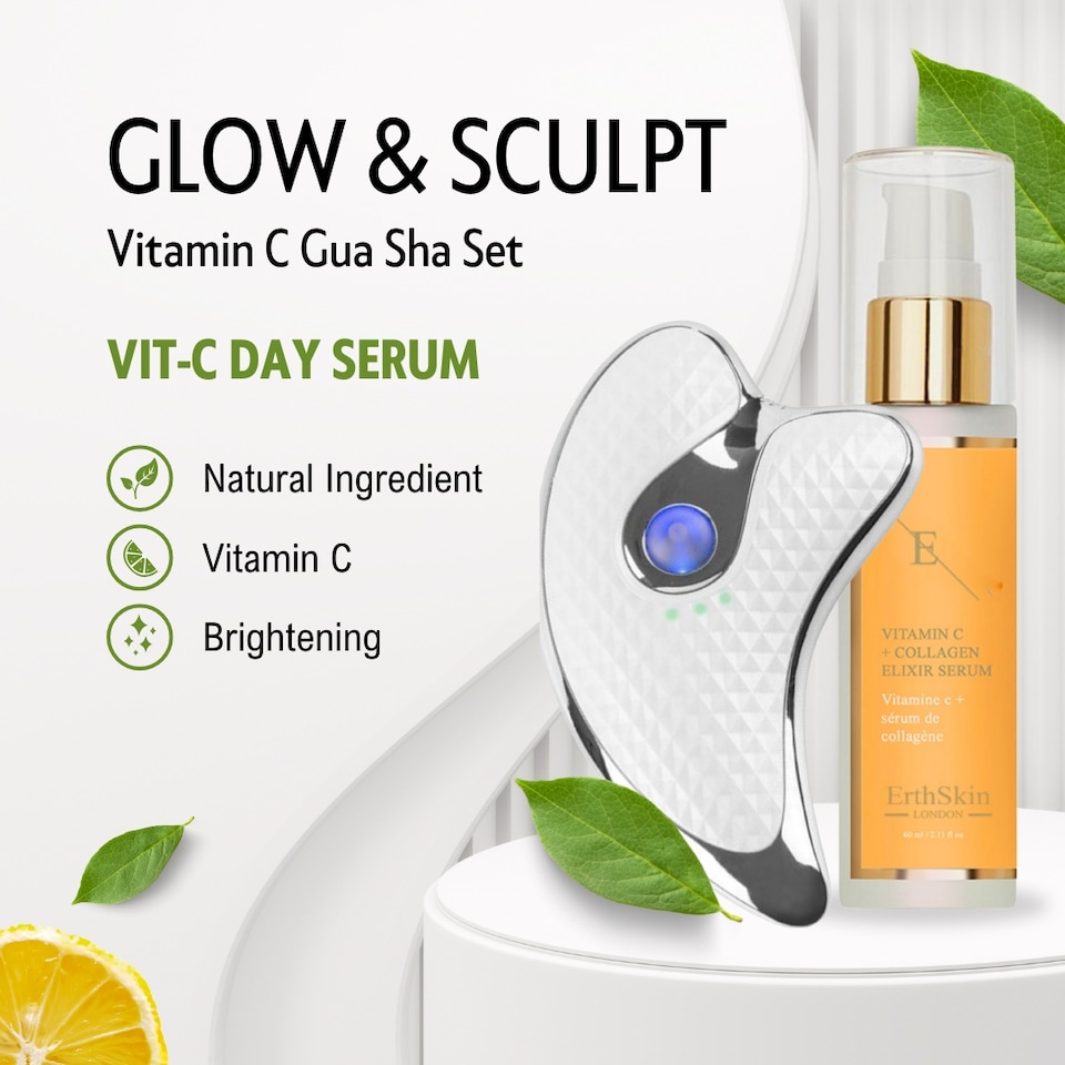 image 1 of Erth Skin London Sonic Vibration Gua Sha + Vitamin C Serum 60ml