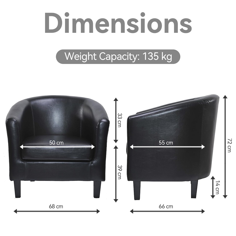 image 1 of Tub Chair Faux Leather Arm Chair