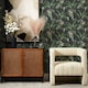 image 3 of Tropical Paradise Wallpaper in Green on Charcoal Multi