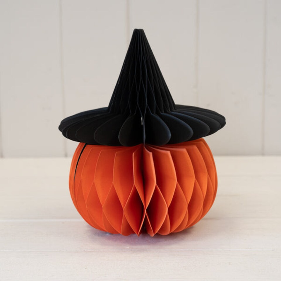 image 1 of Satchville Paper Pumpkin with Witches Hat