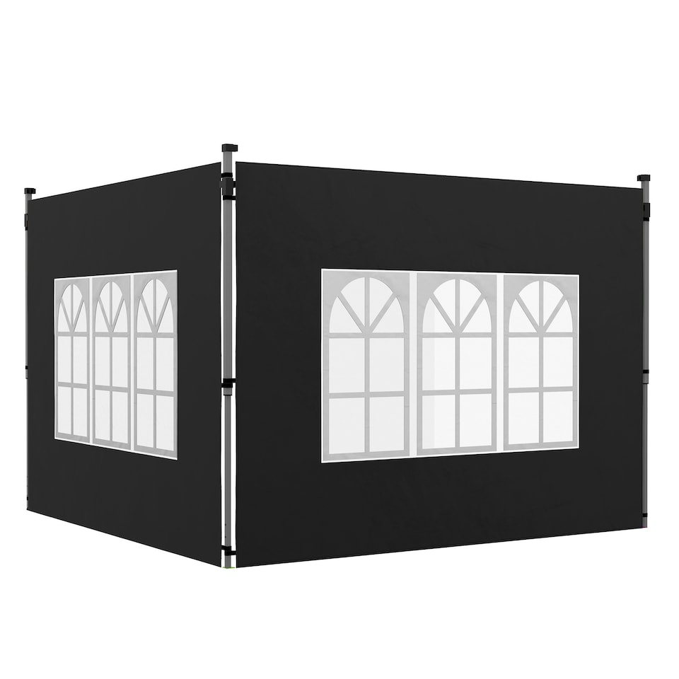 image 1 of Outsunny Gazebo Side Panels for 3x3(m) or 3x4m Pop Up Gazebo, 2 Pack, Black