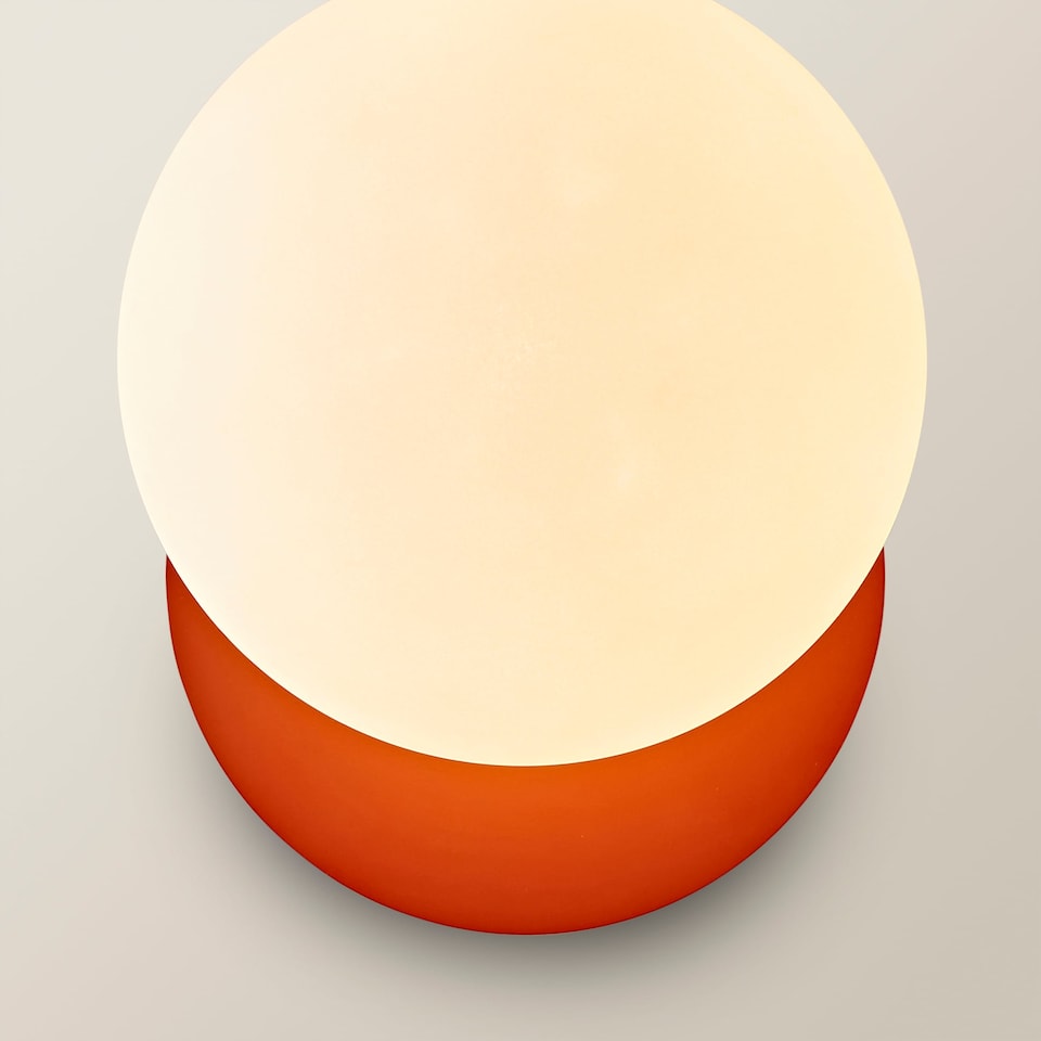 image 1 of ValueLights Darla Rust Frosted Globe Bathroom Wall Light & Bulb | Orange