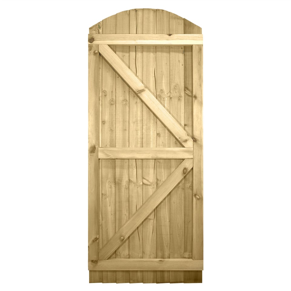 image 1 of Arch Top Wooden Garden Gate 6ft x 2.5ft Feather Edge Fully Framed Treated Door