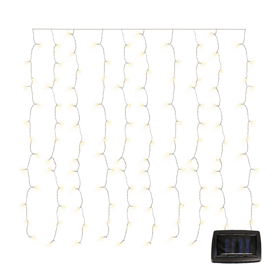 image 1 of Gardenwize 192 LED Solar Curtain Fence Lights Warm White Outdoor