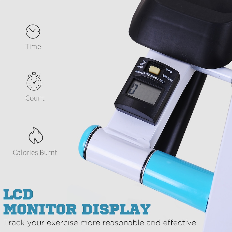 image 1 of HOMCOM Foldable Stepper Adjustable Step Machine with Handlebar LCD Display, White