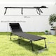 image 3 of Outsunny Foldable Sun Lounger, Outdoor 4 Level Adjustable Backrest Reclining Chaise Chair, Steel Frame Recliner Chair for Camping, Hiking, Black