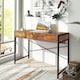 image 2 of COSTWAY Computer Desk Wooden Writing Workstation Coffee Brown