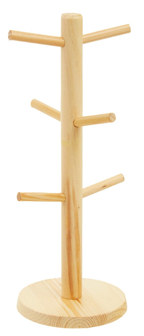 Orsina Nolan Pine Wood 6 Cup Mug Tree in Brown