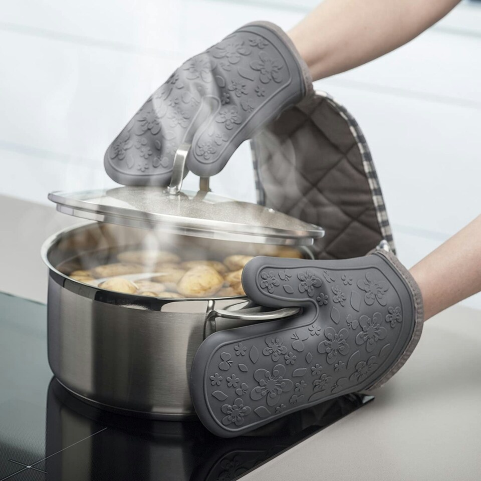 image 1 of Zeal Steam Stop™ Waterproof Silicone Double Oven Glove | Grey | Dark Grey