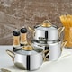 image 2 of Sevval Collection 6-piece Stainless Steel Mini Cookware Set (Gold Handles)