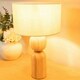 image 1 of ValueLights Azalea Rustic Wooden Bedside Table Lamp with a Natural Drum Lampshade - Bulb Included