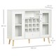 image 7 of HOMCOM Sideboard Cabinet Kitchen Cupboard with Glass Doors, Drawer & Wine Rack White | Natural wood legs