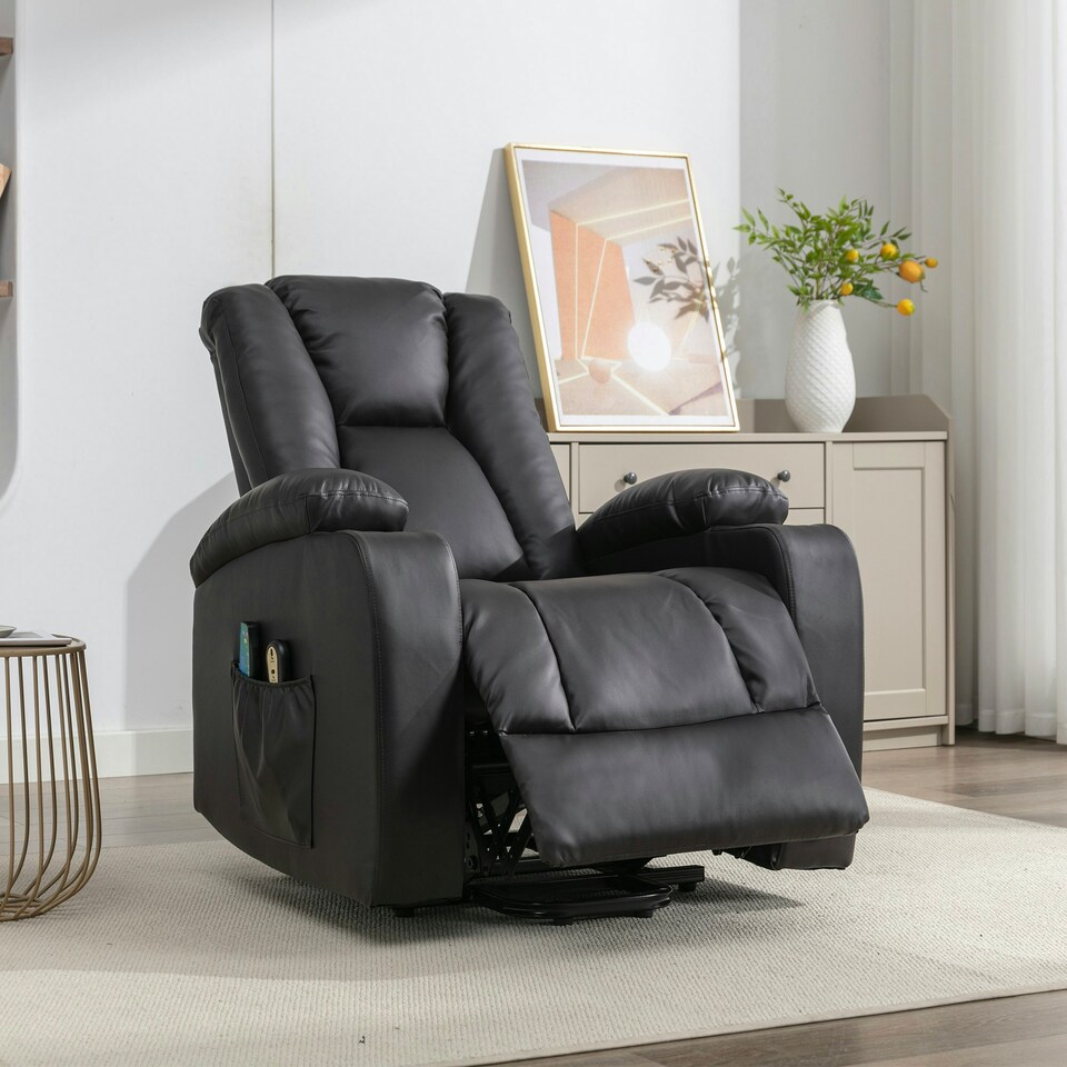 image 1 of Hartville Electric Lift Assist Riser Recliner with Massage and Heat - Brown