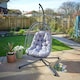 image 3 of Hanging Egg Chair Rattan Black Waterproof Dark Grey Cushion Indoor Outdoor Seat