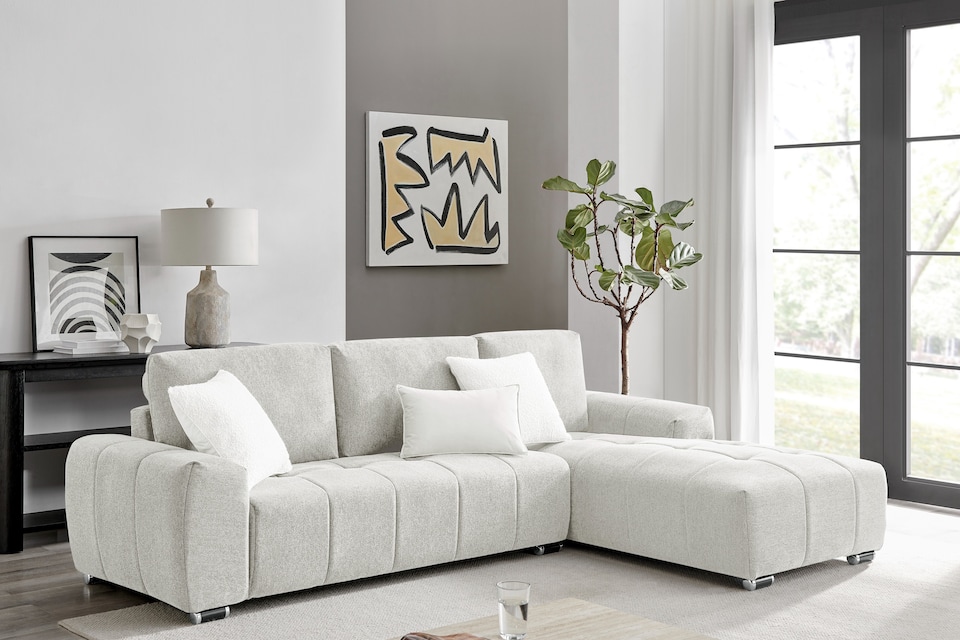 image 1 of The Capri 3 Seater Corner Sofa in Grey, Silver or Beige | Cream | One Size