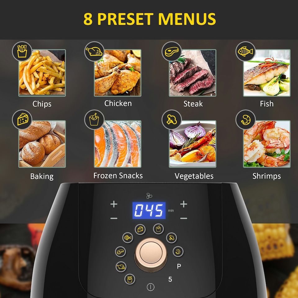 image 1 of HOMCOM Air Fryer 1700W 5.5L with Digital Display Adjustable Temperature