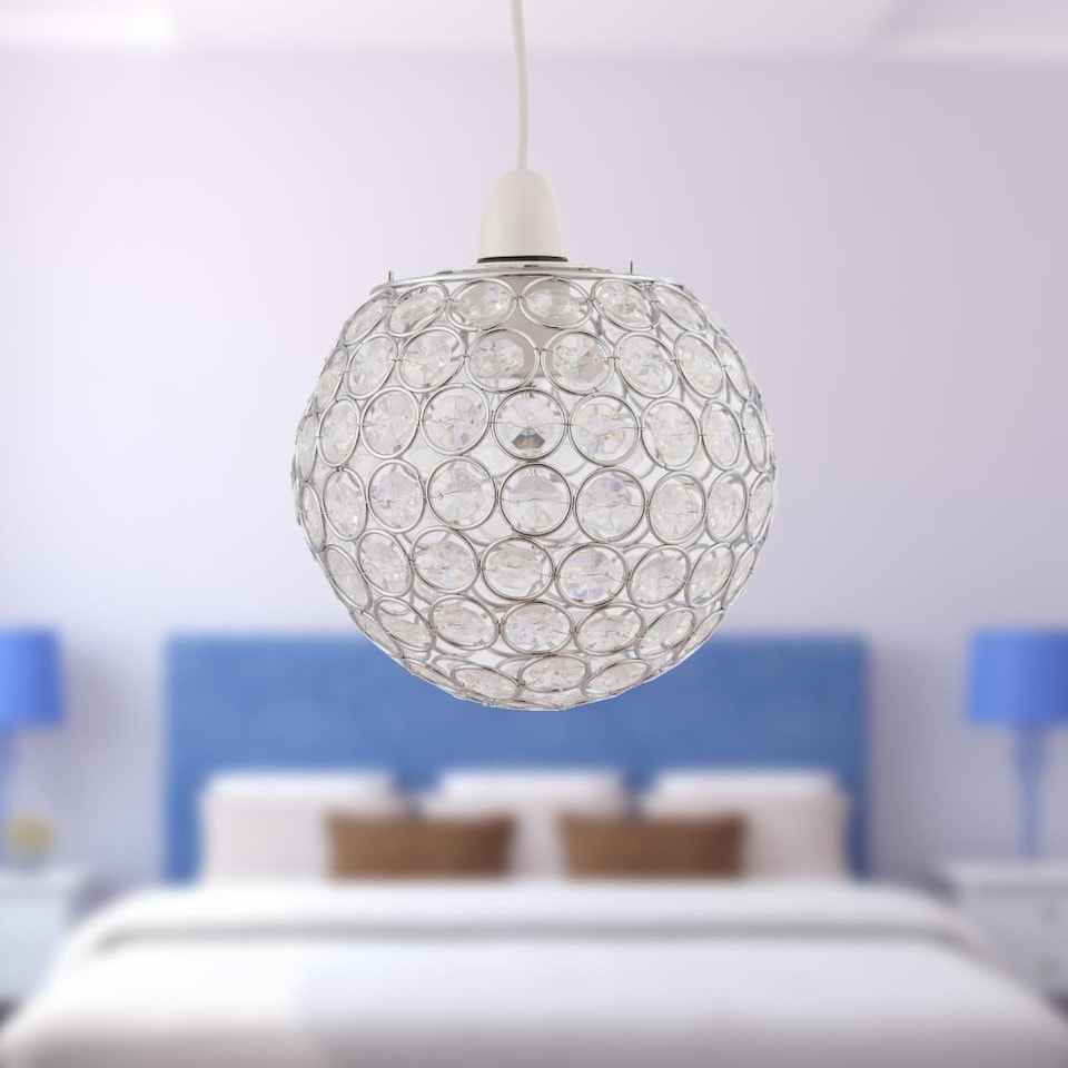image 1 of Clear Jewelled Globe Light Shade | Chrome | Clear | Small | 1
