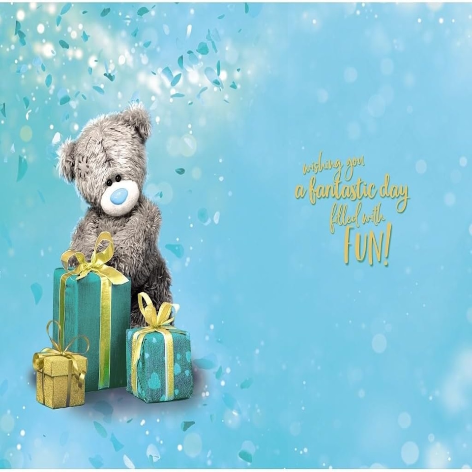 image 1 of Bear And Gold Ribboned Gift Hip Hip Hooray 15th Birthday Card