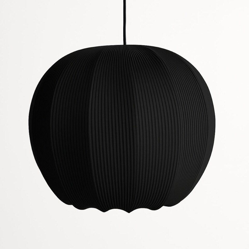 image 1 of CGC Lila Black Rounded Ribbed Stretch Cotton Lampshade