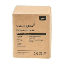 ValueLights 8 Pack GU10 White Plastic Spotlight LED 3W Warm White 3000K 280lm Light Bulb