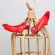 image 2 of Pair of Red Decorative Glitter Birds With Clip - 13cm