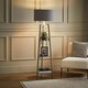 image 1 of ValueLights Hiru Grey 3 Tier Shelf Floor Lamp Grey Chrome Shade Grey