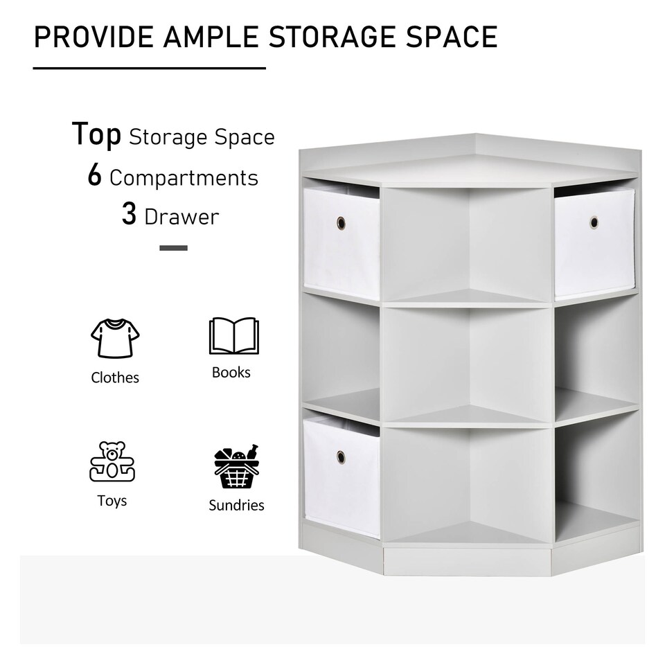 image 1 of HOMCOM Kids Storage Cabinet Corner Organizer with Anti-tipping Hardware Drawer