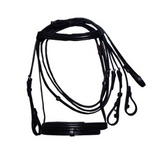Hy Padded Flash Bridle with Rubber Grip Reins - Black - X-Small