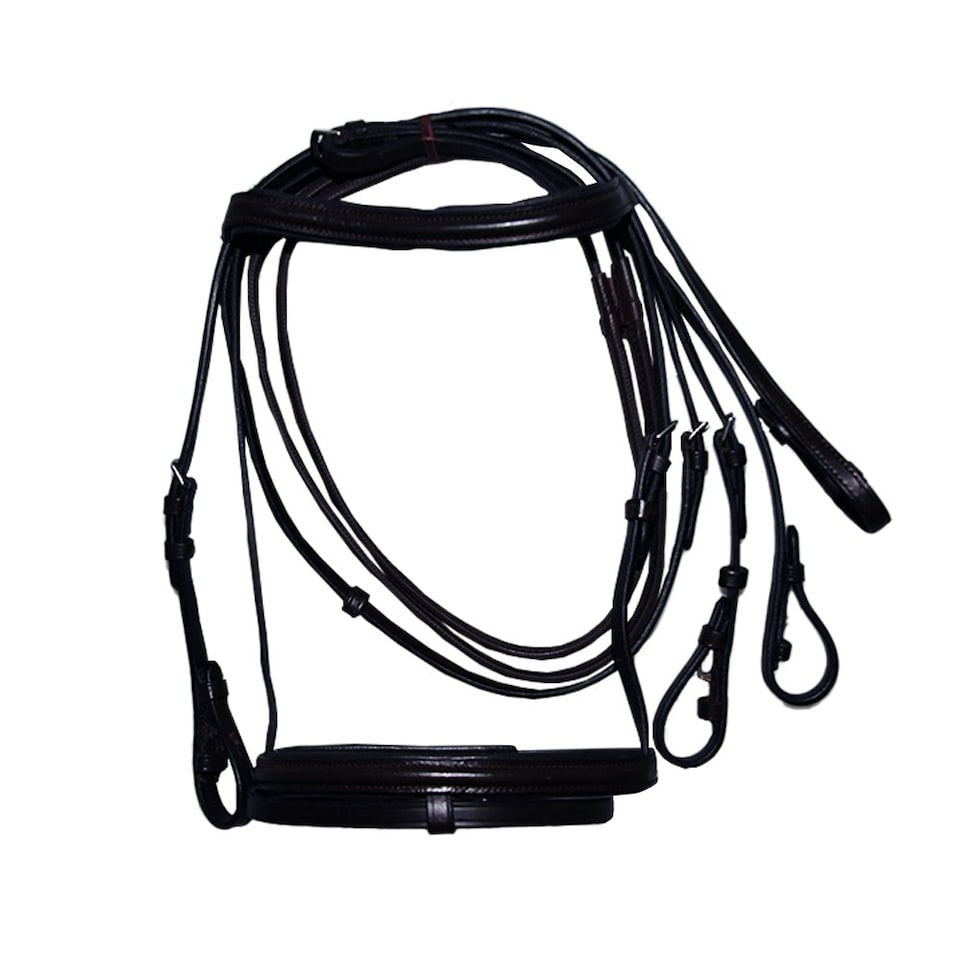 image 1 of Hy Padded Flash Bridle with Rubber Grip Reins - Black - X-Small