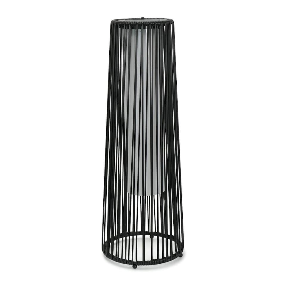 image 1 of ValueLights Large Black Rattan Solar Floor Lamp | Black