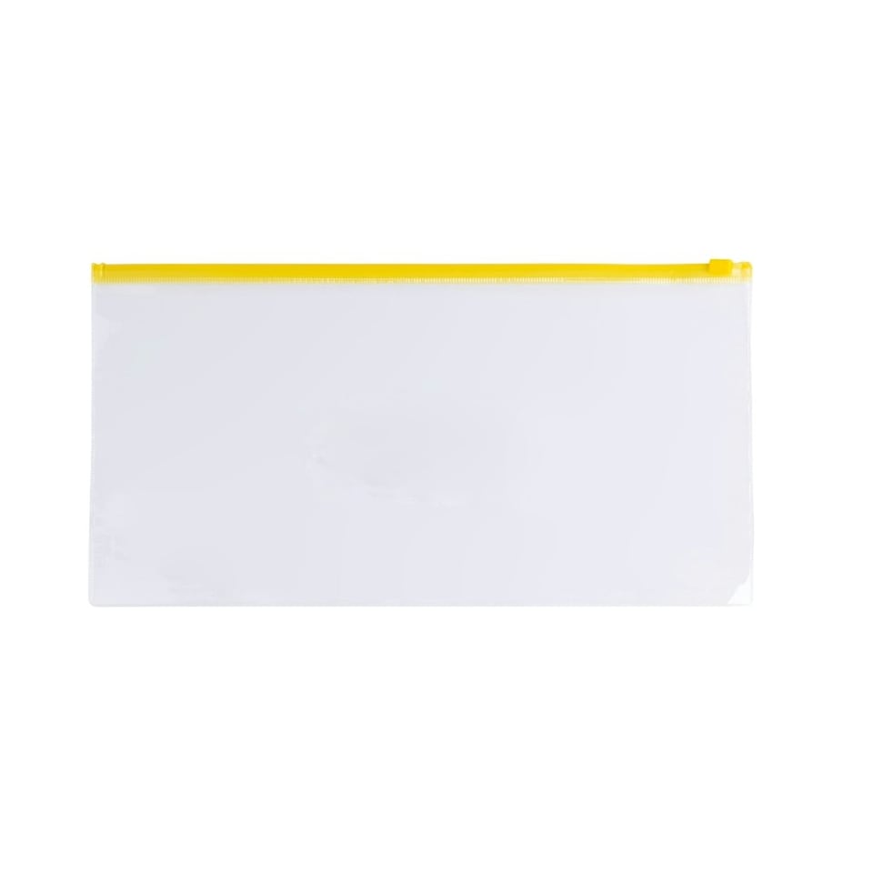 image 1 of Pack of 12 DL Clear Zippy Bags with Yellow Zip