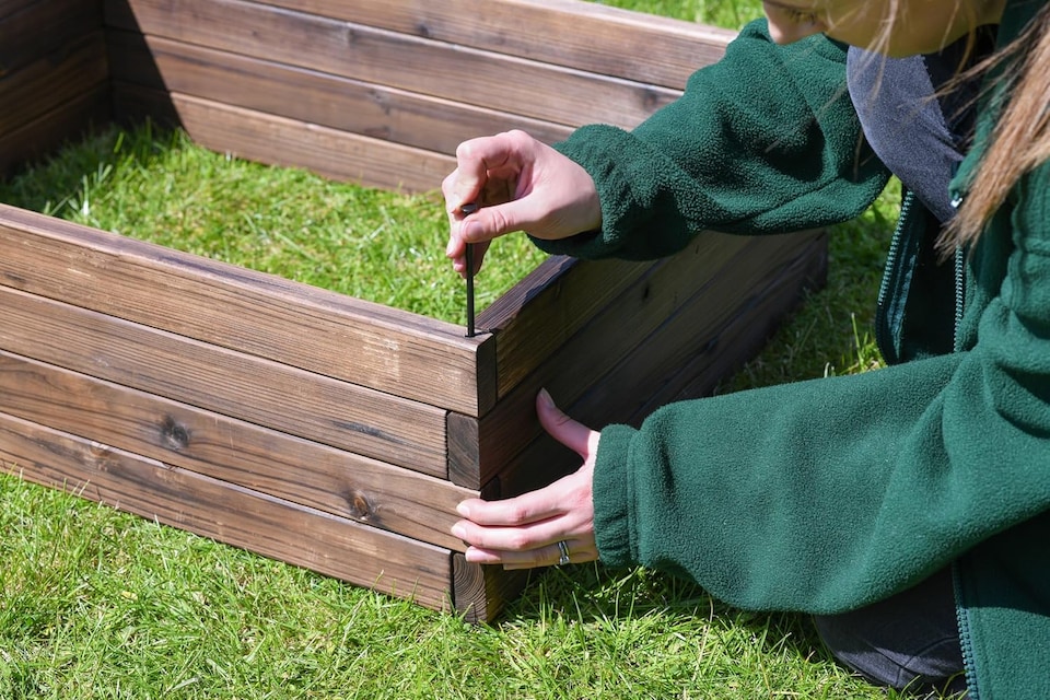 image 1 of Wooden Raised Garden Planter Treated Fir Wood Outdoor Flower Trough Herb Vegetable Bed Twin Pack (2 x Large 110x90cm) | Brown