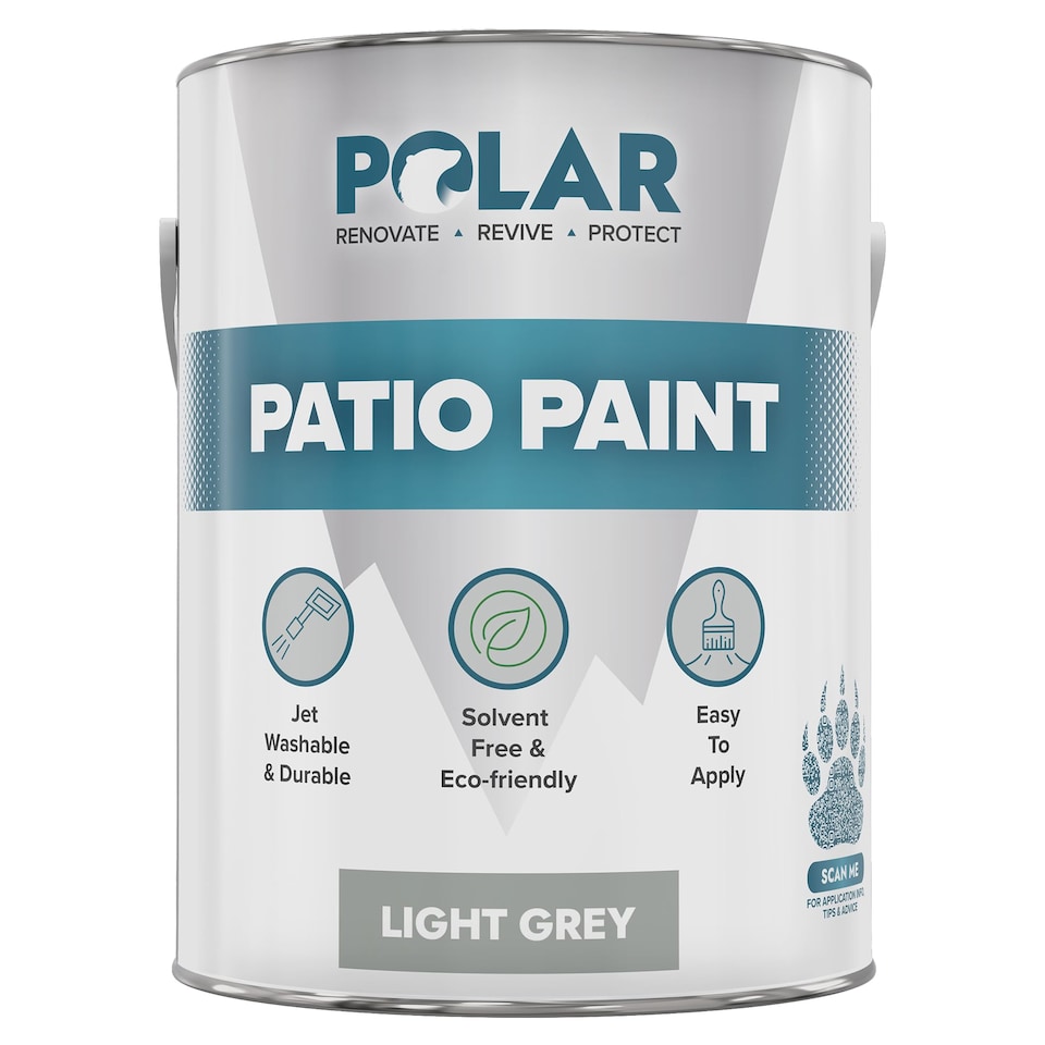 image 1 of Polar Patio Paint Durable Outdoor Floor Paint for Concrete | Grey | Light Grey | 5 litre
