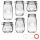 image 1 of Nicola Spring 6pc Glass Storage Jar Set - Airtight Clip Lid Kitchen Vintage Round Preserving Container Heart Shaped Design