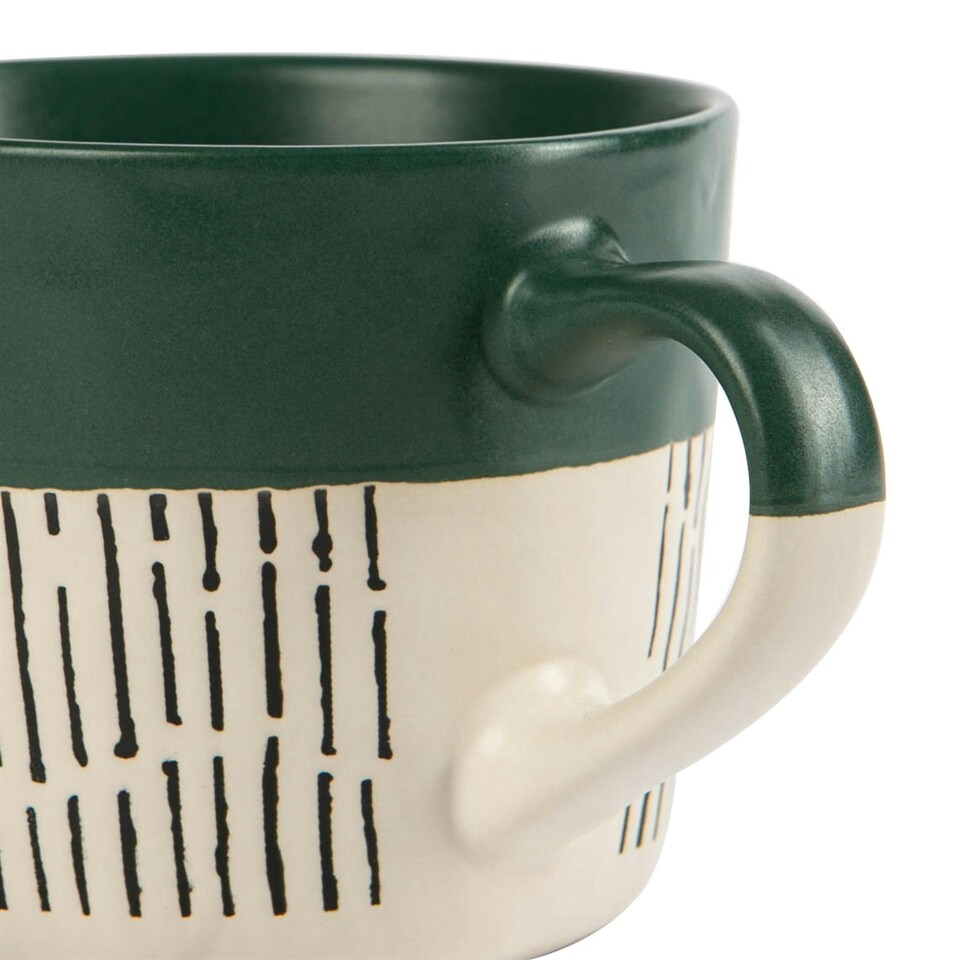 image 1 of Nicola Spring Ceramic Dipped Dash Coffee Mugs - 475ml - Sage - Pack of 6 Green
