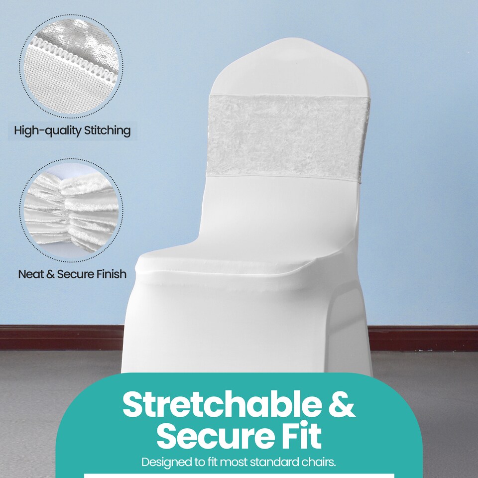 image 1 of Crushed Velvet Chair Band, Glitz Shiny Fabric Sashes - 1pc