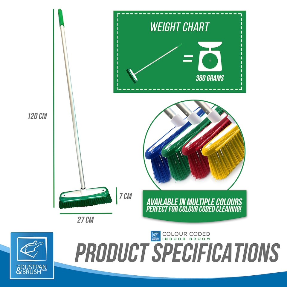 image 1 of TDBS Colour Coded Indoor Sweeping Broom with Scraper