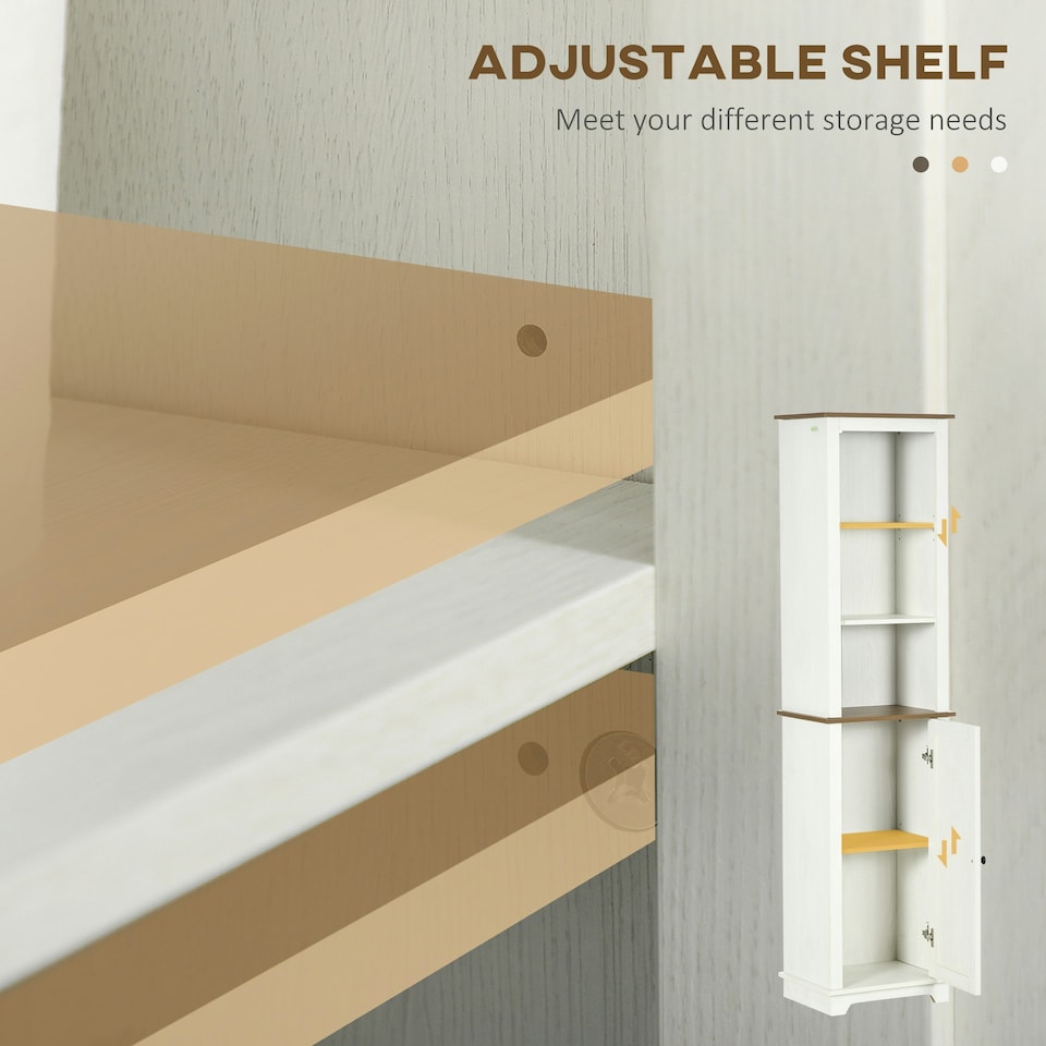 image 1 of kleankin Tall Bathroom Cabinet Storage Cupboard with Door, Adjustable Shelves