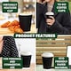 image 4 of ECONX 8oz Black Disposable Coffee Cups With White Lid Ripple Wall Paper Cups 50pcs