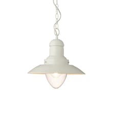 Polperro Single Pendant Ceiling Lamp, Gloss Cream, Glass