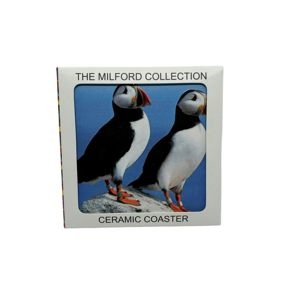 image 1 of Milford Collection Ceramic Coaster Puffin Design 10x10cm