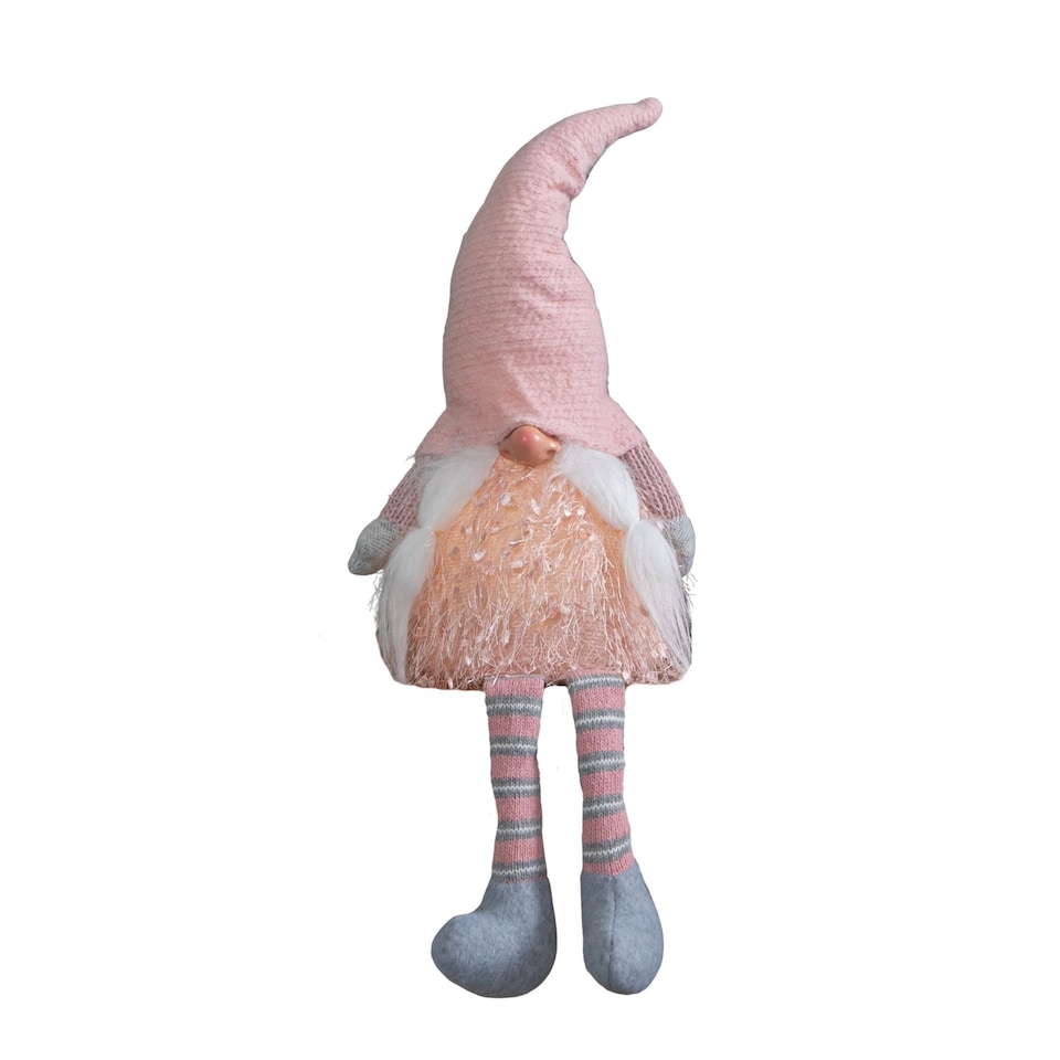image 1 of 50cm Christmas Sitting Female Light Up LED Gonk with Dangly Legs in Pink Hat