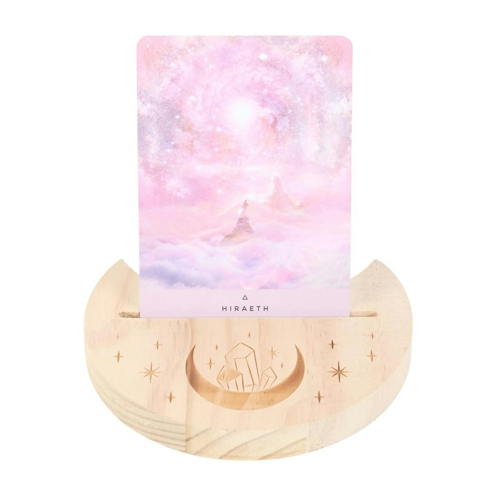 Natural Crystal Crescent Moon Tarot Card Stand - Iron