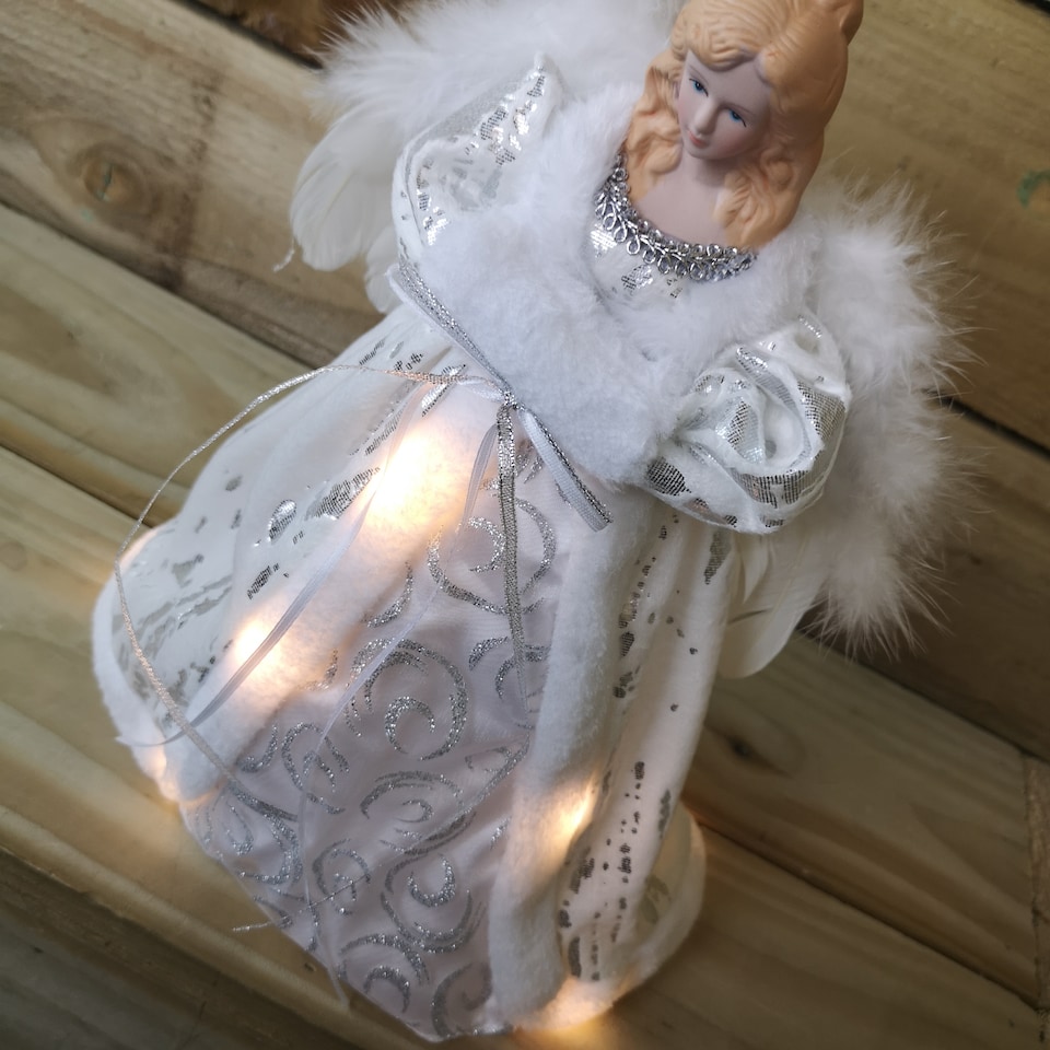 image 1 of 30cm Premier Lit Angel Christmas Tree Topper with Warm White LEDs